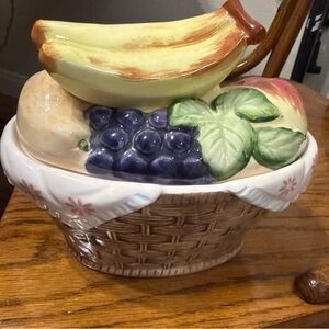 Fruit Basket Ceramic Cookie Jar vintage jar